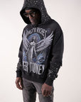 Fallen Angels Hoodie With Rhinestones | Black