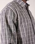 Diamond District Flannel With Rhinestones And Pearls | Grey