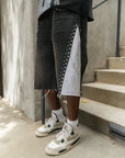 Crystalized Split Shorts in Black