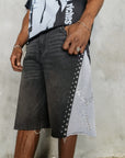 Crystalized Split Shorts in Black