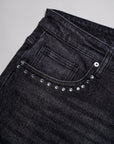 Crystalized Split Shorts in Black