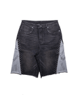 Crystalized Split Shorts in Black