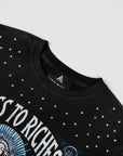 Maglietta Fallen Angels con strass a maniche lunghe | Nero