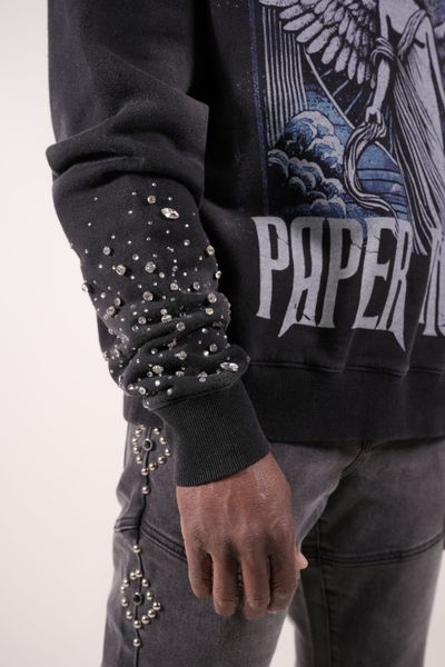 Fallen Angels Hoodie With Rhinestones | Black