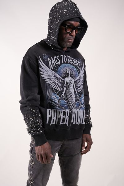 Fallen Angels Hoodie With Rhinestones | Black