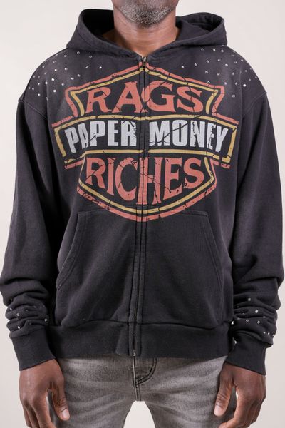 Moto Hoodie With Rhinestones | Black-6