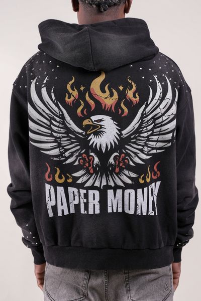 Moto Hoodie With Rhinestones | Black-8