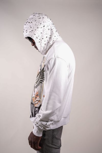 Fallen Angel Rhinestone Paper Money Fallen Angels Hoodie With Rhinestones