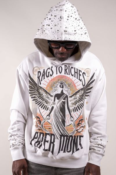 Fallen Angels Hoodie With Rhinestones | White