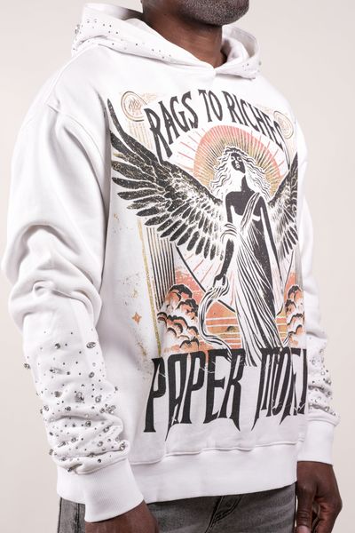 Fallen Angels Hoodie With Rhinestones | White