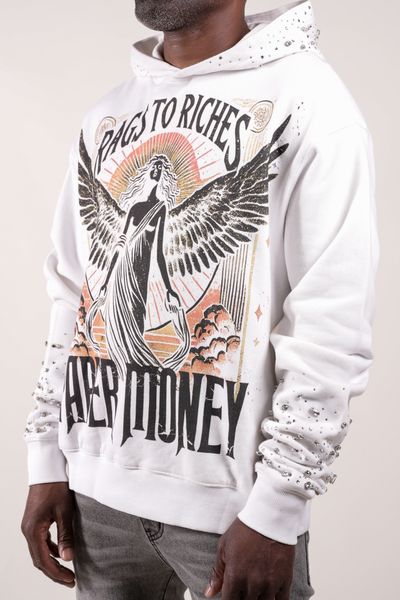 Fallen Angels Hoodie With Rhinestones | White