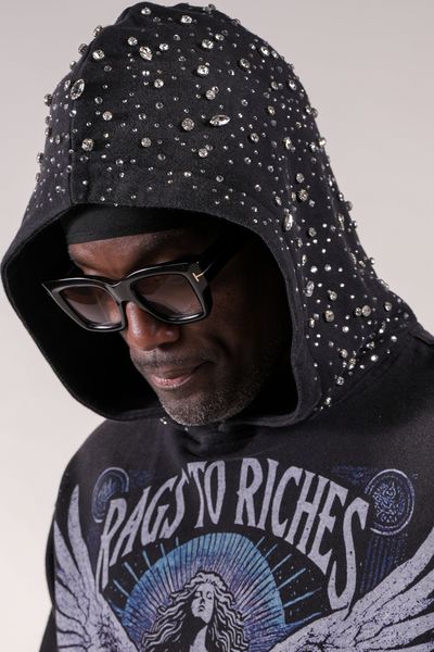 Fallen Angels Hoodie With Rhinestones | Black