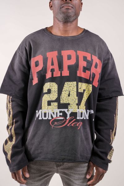 247 Layered Shirt With Rhinestones | Black