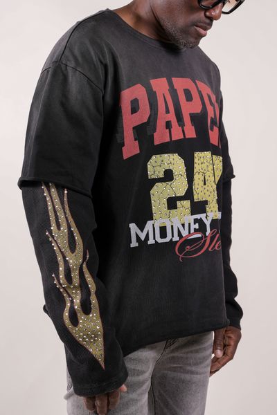 247 Layered Shirt With Rhinestones | Black-4