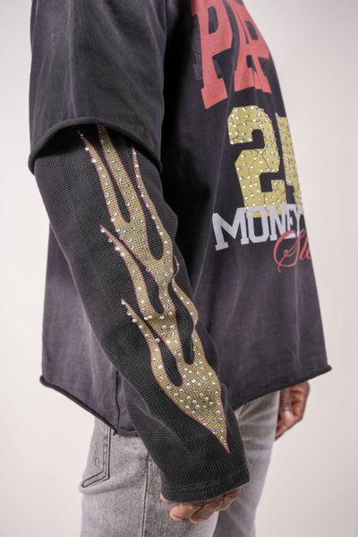 247 Layered Shirt With Rhinestones | Black-2