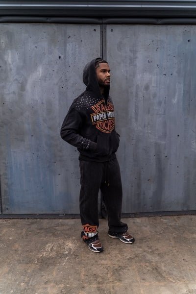Moto Hoodie With Rhinestones | Black-5