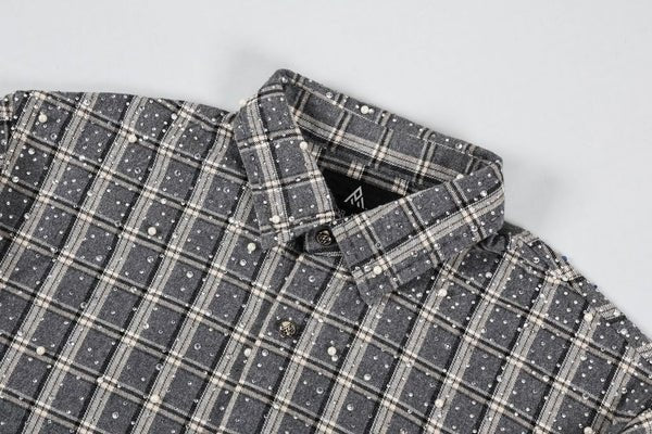 Diamond District Flannel With Rhinestones And Pearls | Grey