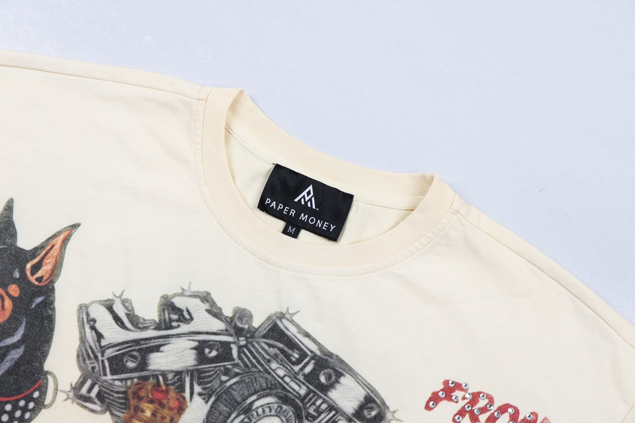 FOR THE DOGS Rhinestone S/S Tee | Bone-5
