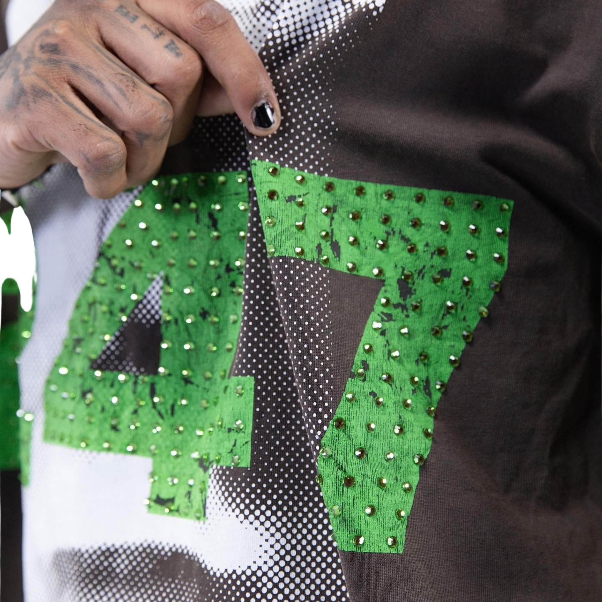 Studded 247 graphic detail on vintage t-shirt