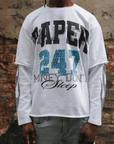 247 Rhinestone Double Layer Tee | White