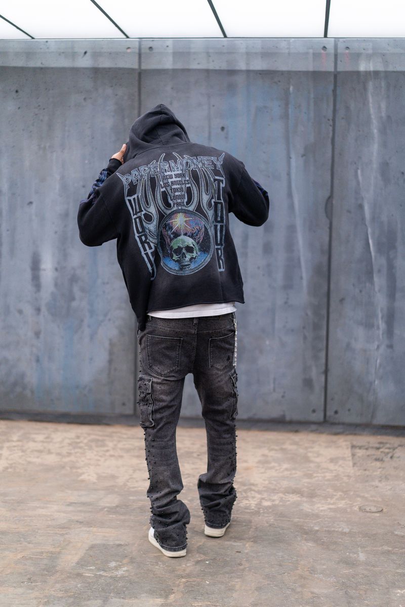Fallen Angels Hoodie With Rhinestones | Black