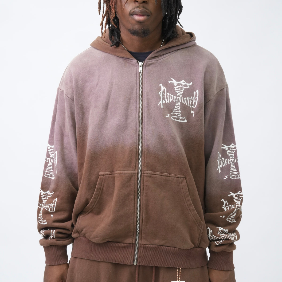 PM100 IRON CROSS HOODIE BROWN