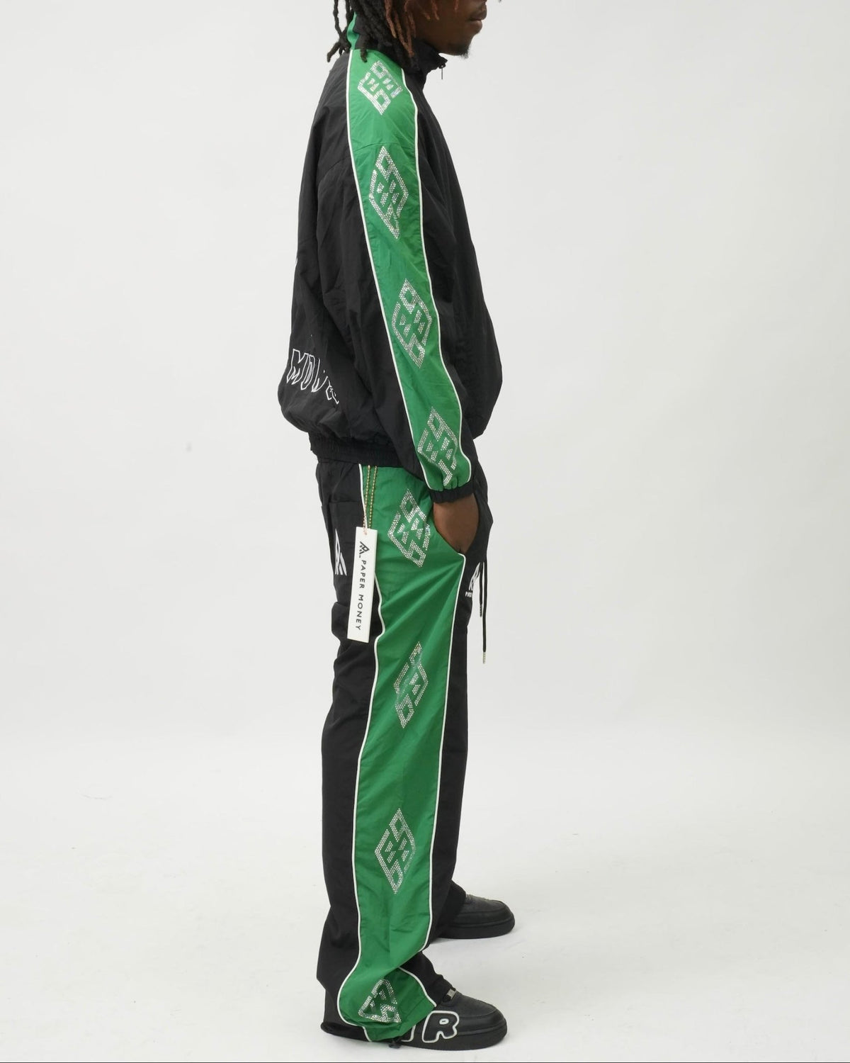 DIAMOND NYLON JACKET BLACK & GREEN-6