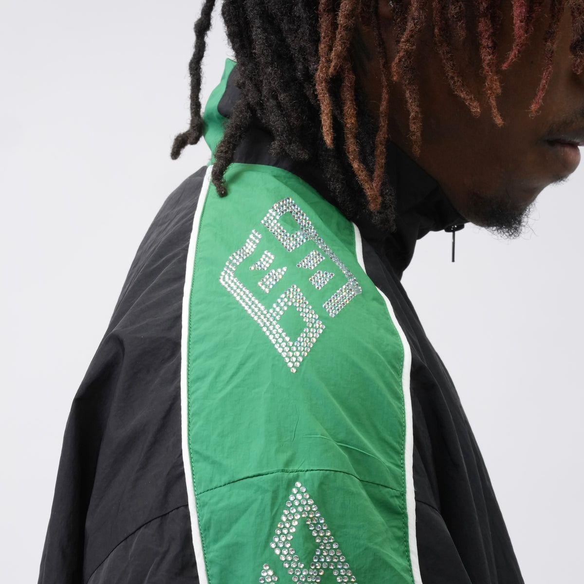 DIAMOND NYLON JACKET BLACK & GREEN-4
