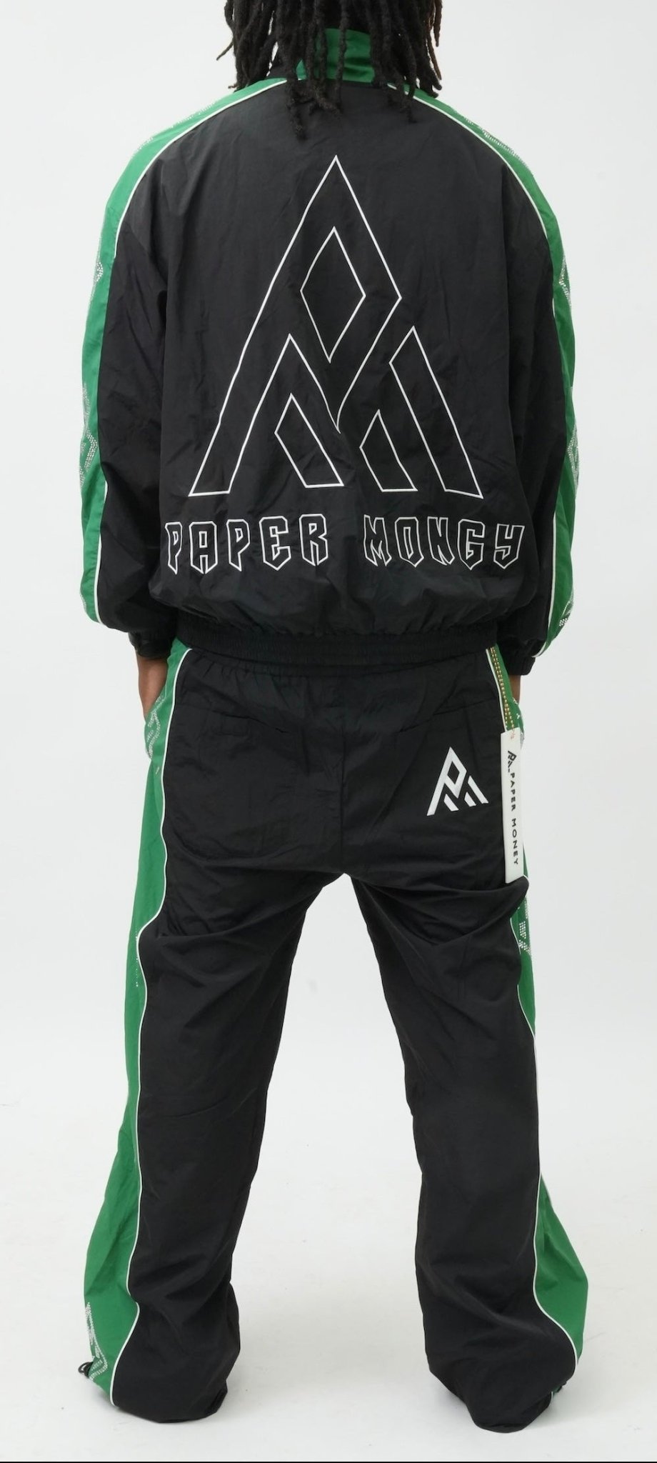 DIAMOND NYLON PANTS BLACK & GREEN-3