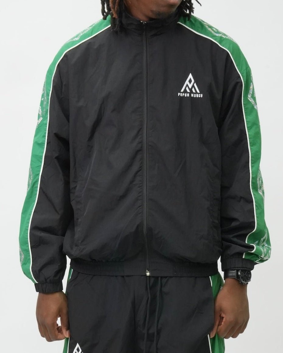 DIAMOND NYLON JACKET BLACK & GREEN