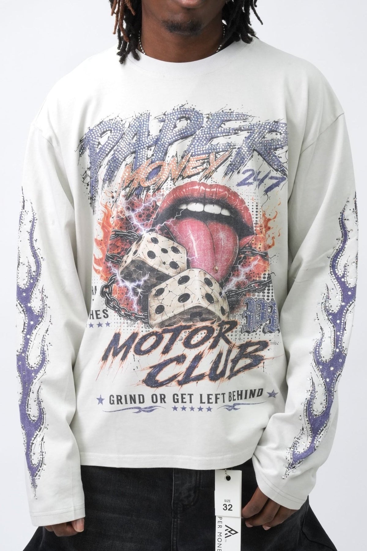 PMO79 GRIND MOTOR CLUB SHIRT WHITE