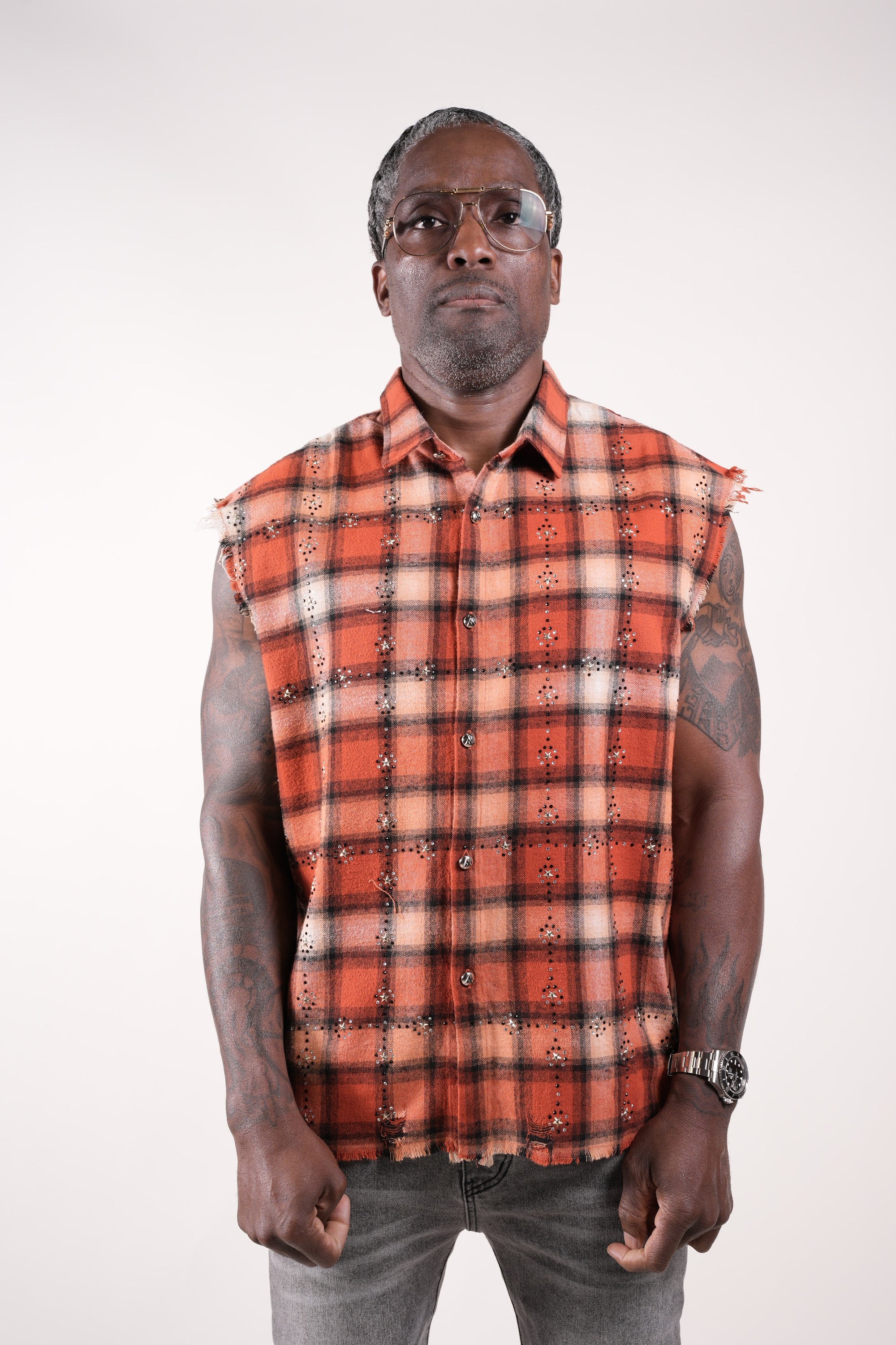 Rhinestone Flannel Orange