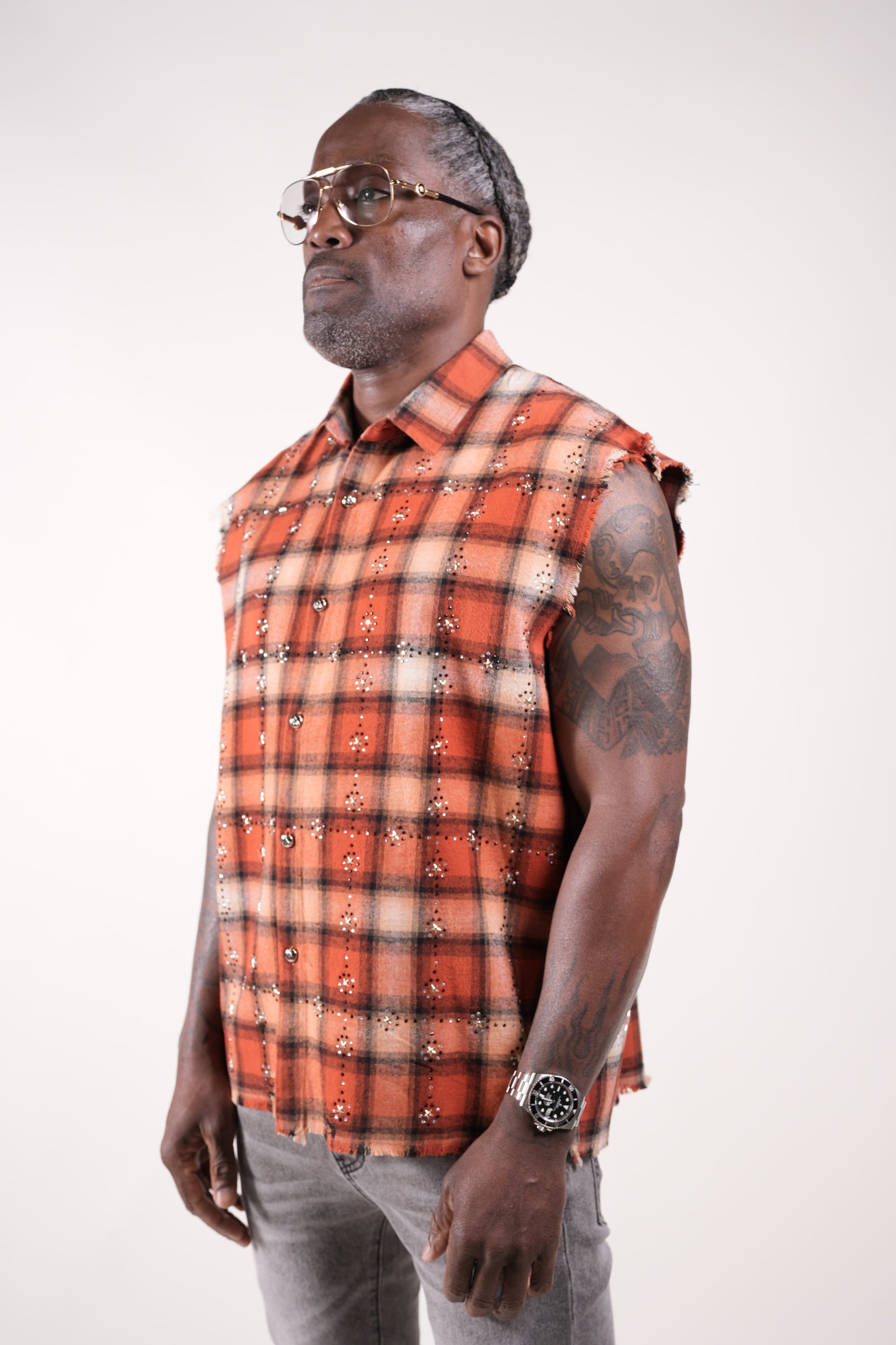 Rhinestone Flannel Orange