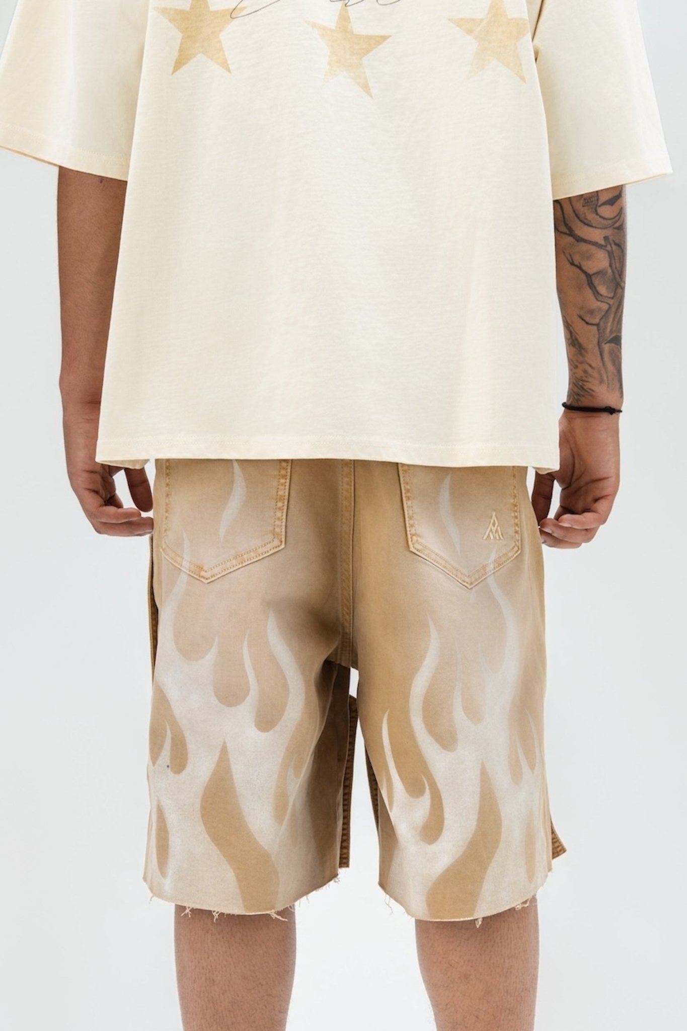 DUAL FLAMES SHORTS TAN-5
