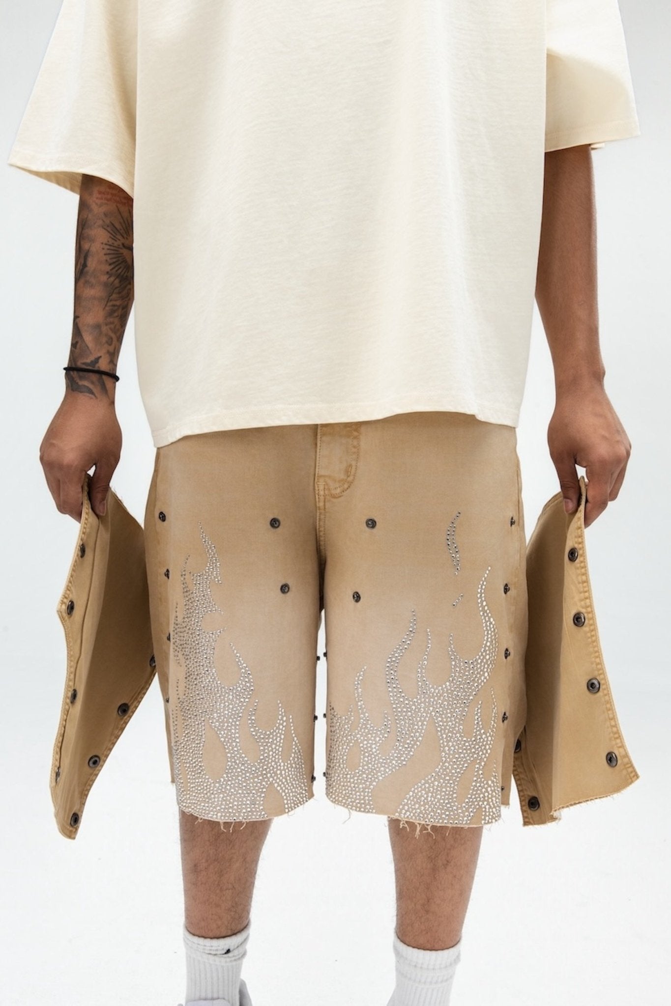 DUAL FLAMES SHORTS TAN-2
