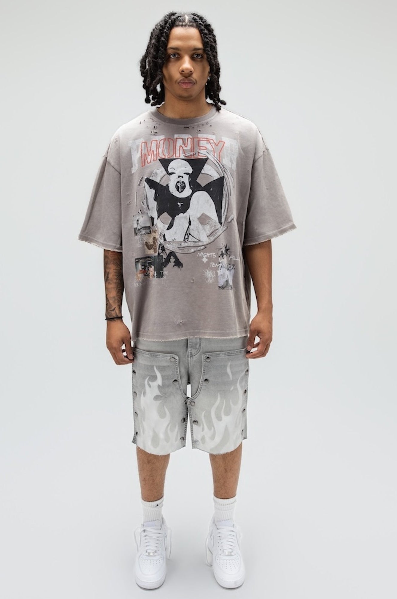 DUAL FLAMES SHORTS GREY-6