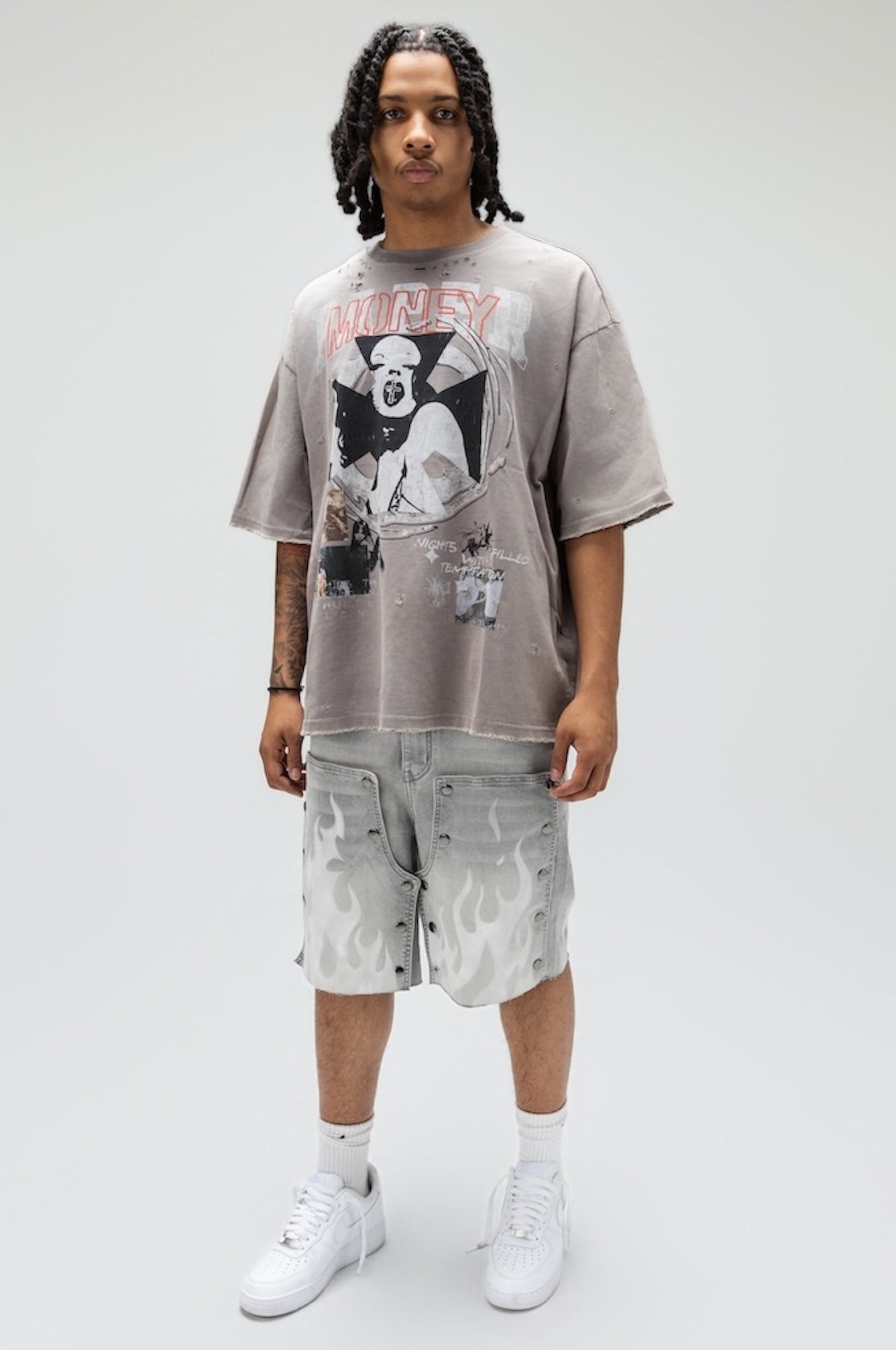 DUAL FLAMES SHORTS GREY-7