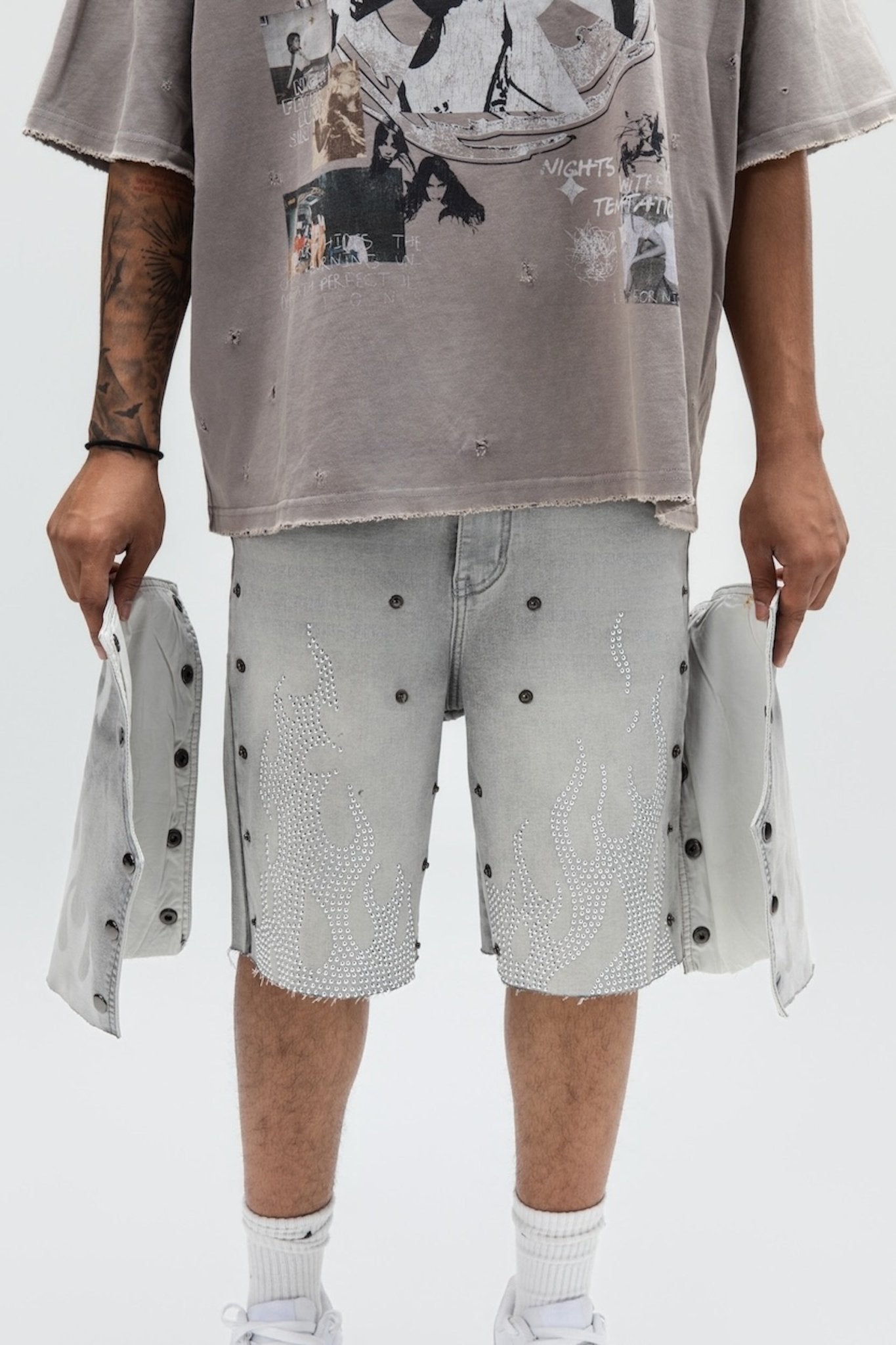 DUAL FLAMES SHORTS GREY-2