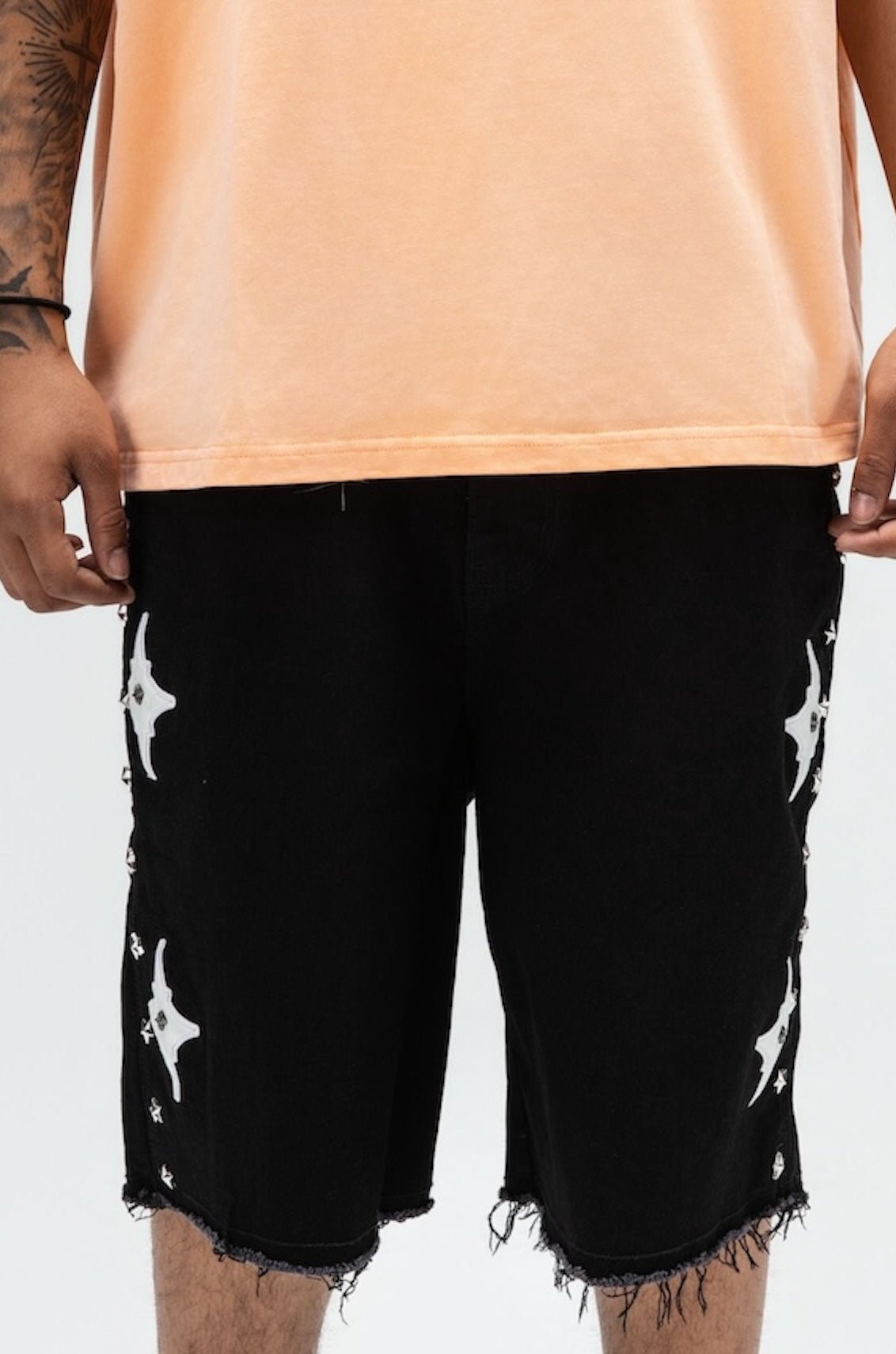 Shorts cristallizzati in nero corvino-2
