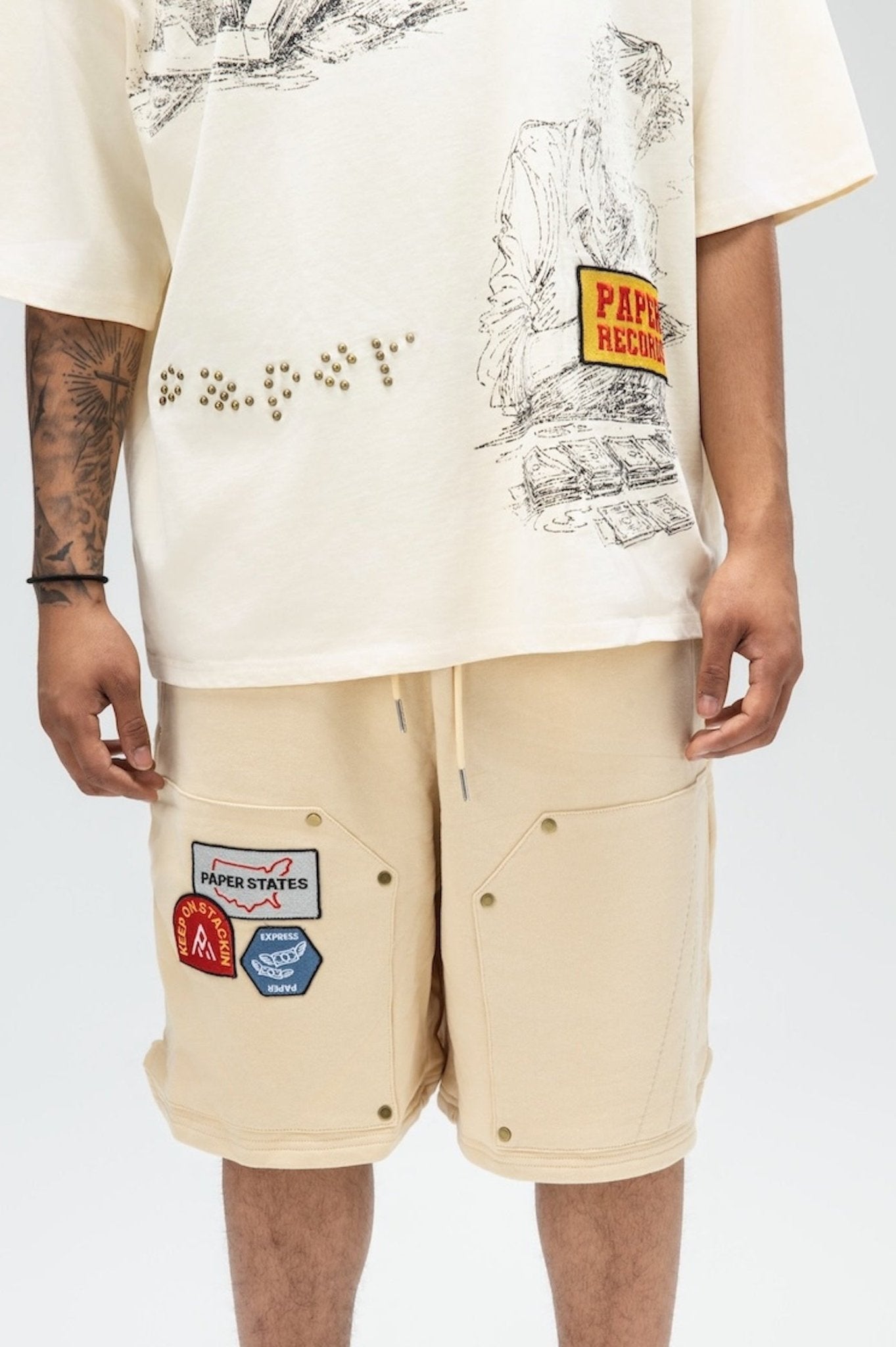 PAPER STATES SHORTS Cream-1