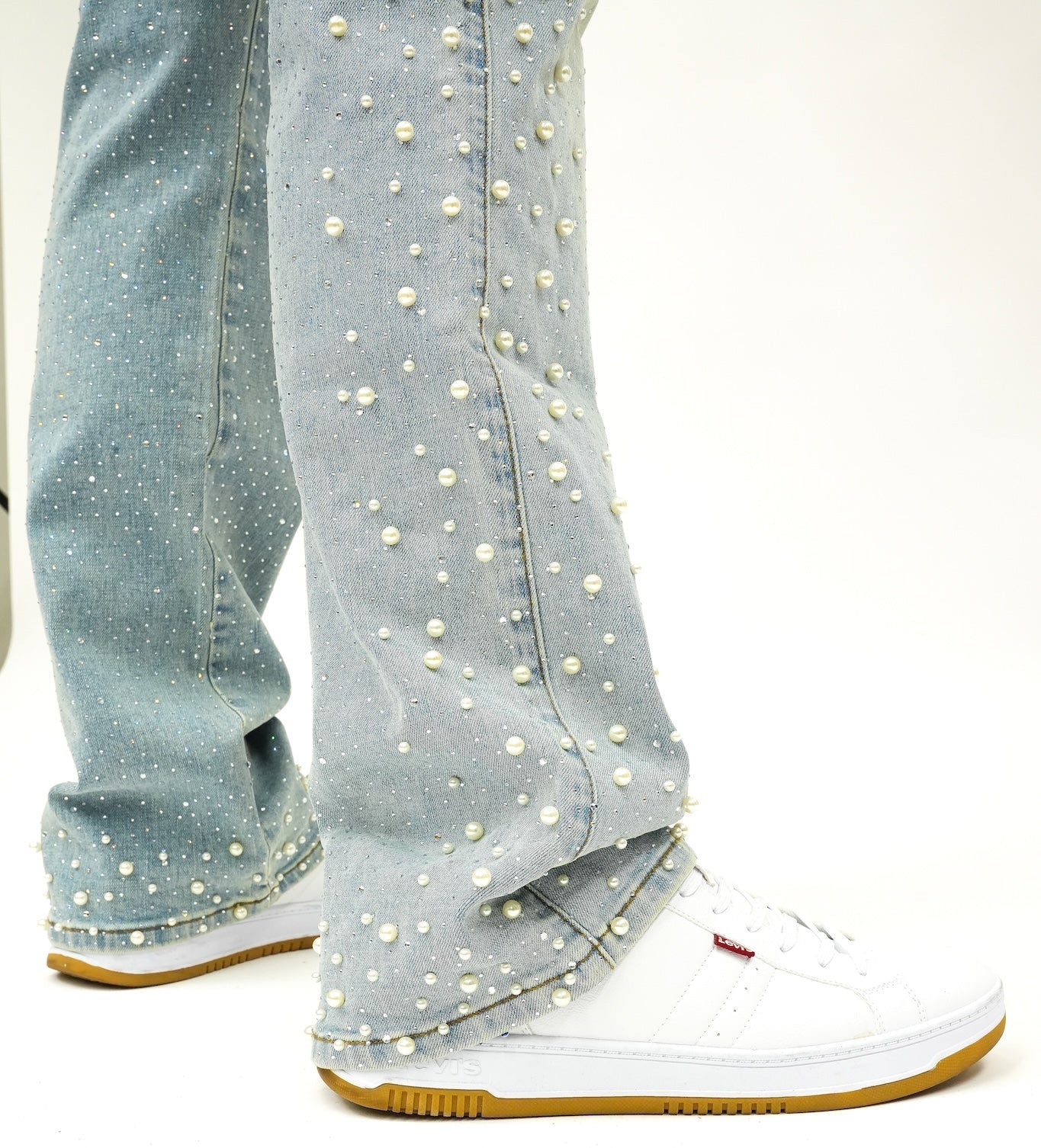 Pearl Crystal Cargos Loose fit - Blue-4
