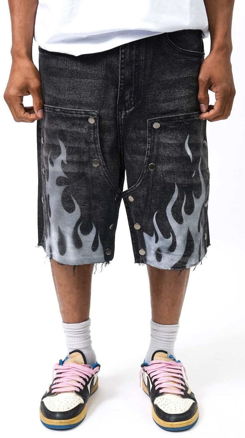 DUAL FLAMES SHORTS BLACK