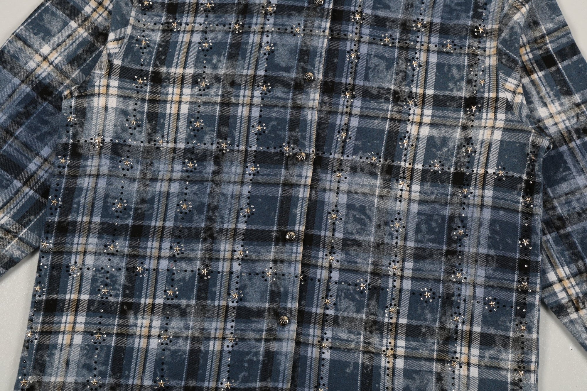 Rhinestone Flannel L/S | Blue