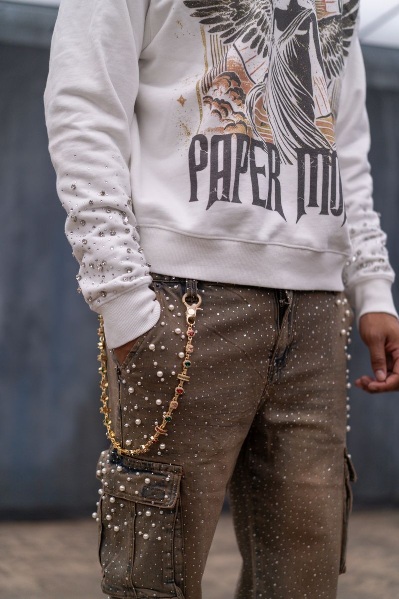 Fallen Angels Hoodie With Rhinestones | White