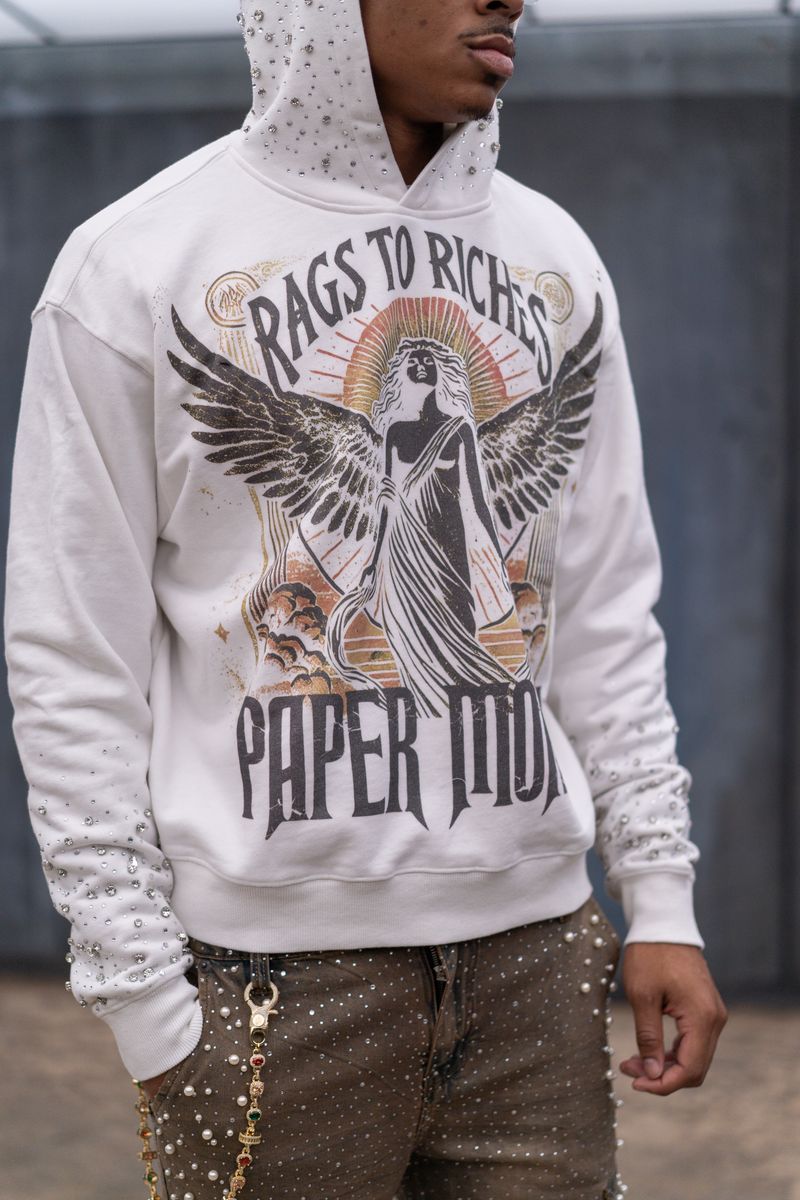 Fallen Angel Rhinestone Paper Money Fallen Angels Hoodie With Rhinestones