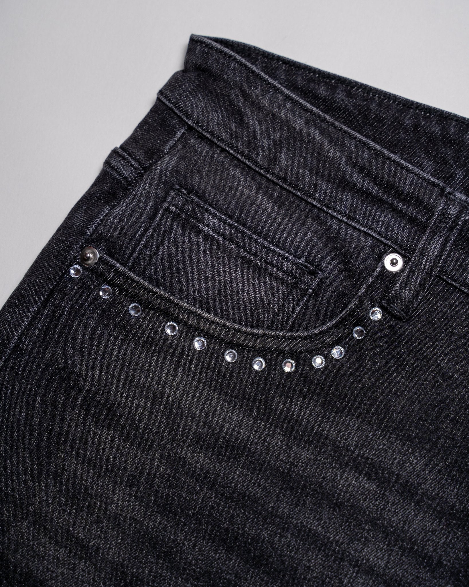 Crystalized Split Shorts in Black