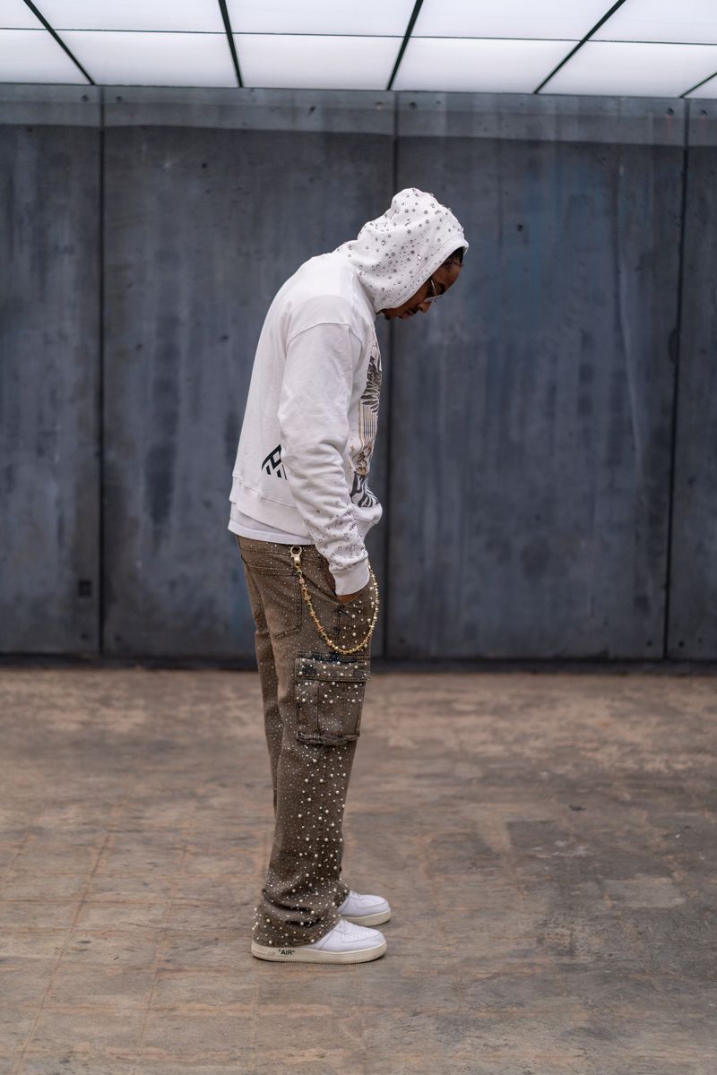 Fallen Angels Hoodie With Rhinestones | White