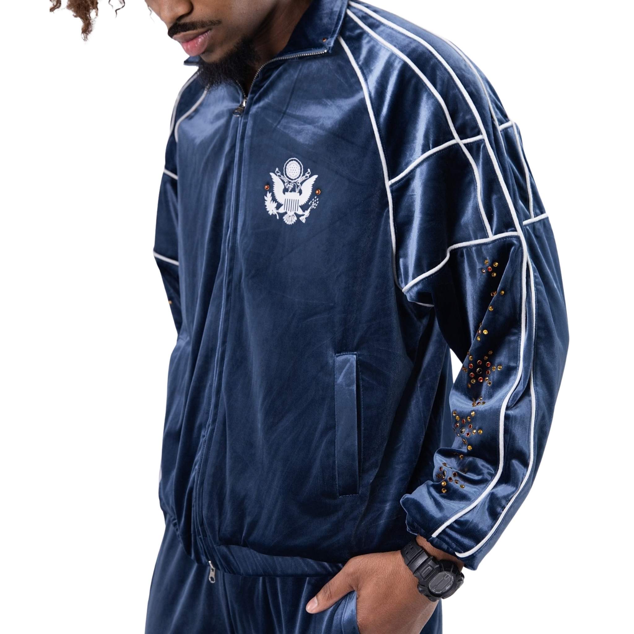 Heart Over Greed Velour Top | Blue-2