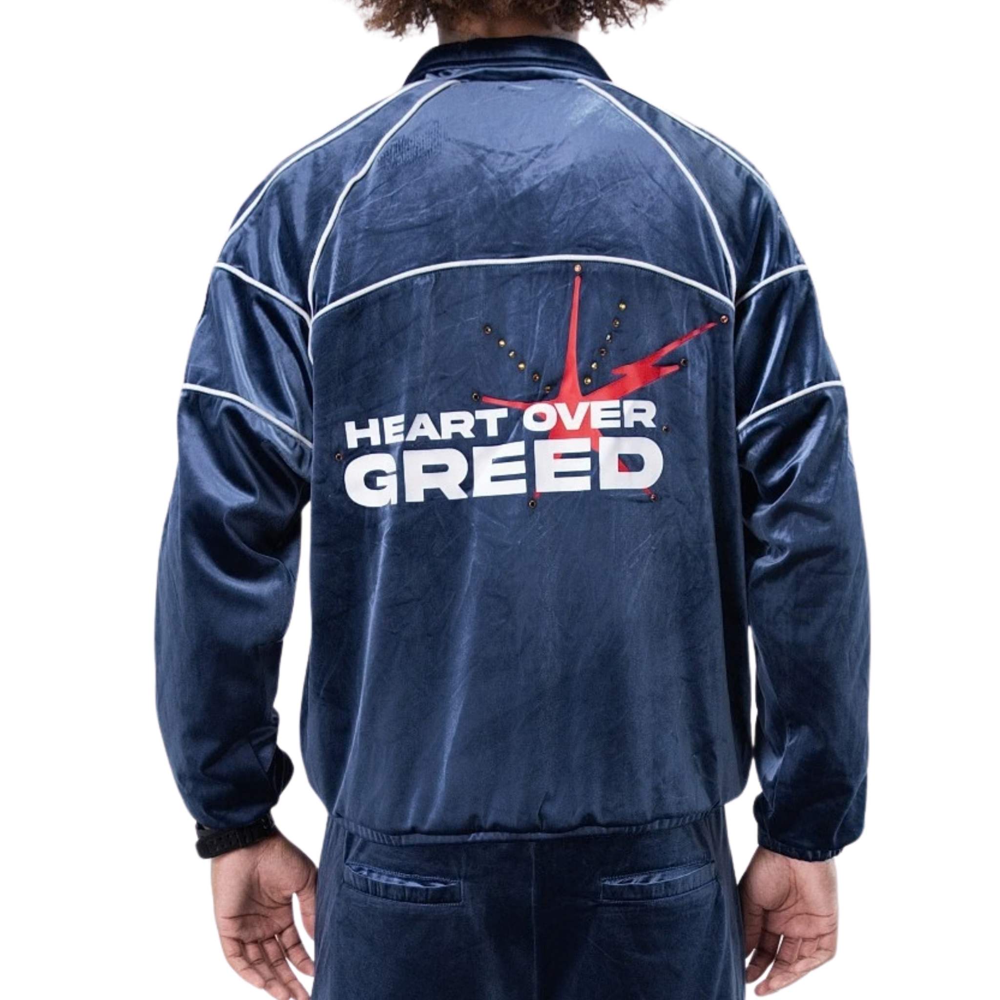 Heart Over Greed Velour Top | Blue-3