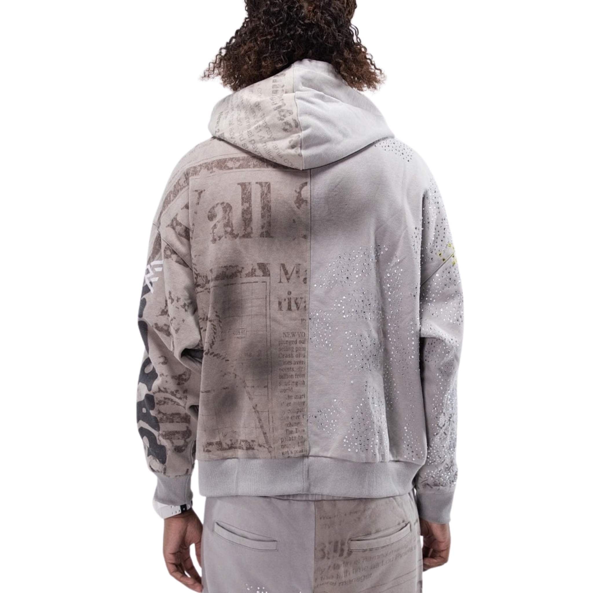 News Paper Zip Hoodie | Taupe-3